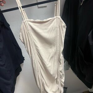 Wild Fable Beige Textured Spaghetti Strap Dress